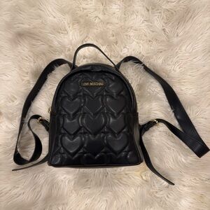 Love Moschino Black Heart-Patterned Backpack